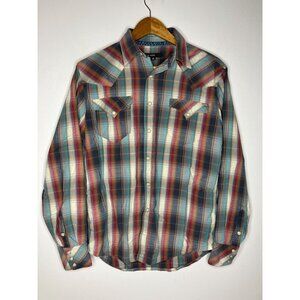 Tin Haul Men's Medium Plaid Western Snap Button Shirt